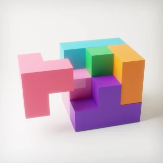 3D Paper Block Puzzle Low poly Papercraft, DIY, PDF