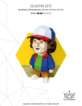 Dustin Papercraft 3D – Low Poly PDO Template | Stranger Things DIY Decor | Pepakura Paper Figure | TV Series Fan Art