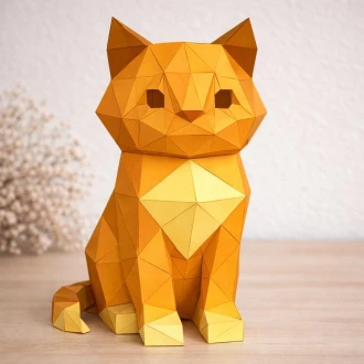 Cat 3D Decor Low poly Papercraft, DIY, PDF