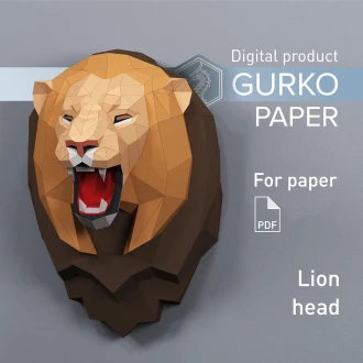 Lion Head Papercraft, Pdf, Gurko, Pepakura, Template, 3D Origami, Paper Sculpture, Low Poly DIY Craft
