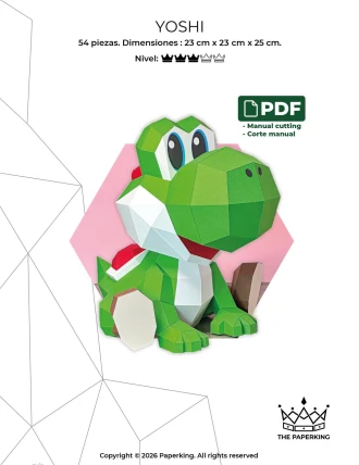 Green Dinosaur - PDF | Papercraft 3D Pattern & Template – Low Poly | Cute Game Inspired DIY Decor | Paper Character Model