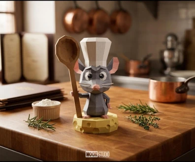 Chibi Ratatouille, DIY, Papercraft, PDF, Low Poly, 3D model, Craft, Paper, Pixar, Movie, Moon Studio
