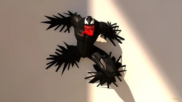 Venom Papercraft, PDF Template, DIY 3d Model, FanArt, Paper Sculpture, Low Poly, Pepakura Craft, Manualidad