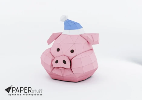 Waddles the Pig Head | Gravity Falls PDF Template, Low Poly, Paper Sculpture, DIY, Pepakura Pattern, Handmade, Papercraft, Lowpoly, Lowpoly Papercraft, HBPAPERstuff