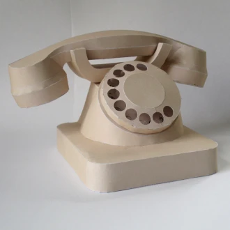 Retro Telephone 3D Decor Low poly Papercraft, DIY, PDF