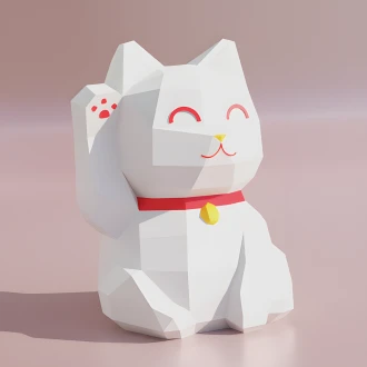 Maneki Neko Papercraft, Lowpoly Papercraft, Fovea - Papercraft - Nonitt