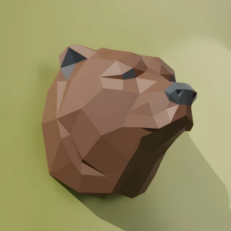 Nounours (Teddy Bear Head) Papercraft, Lowpoly Papercraft, Fovea - Papercraft - Nonitt