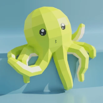 Pieuvre (Octopus) Papercraft, Lowpoly Papercraft, Fovea - Papercraft - Nonitt