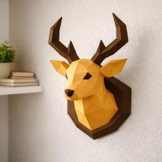 Deer 3D Wall Decor Low poly Papercraft, DIY, PDF