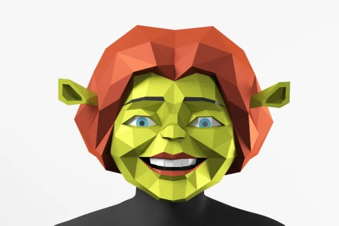 Ogre Girl Mask, PDF Template, Polygonal Paper Mask, Fiona, Shrek
