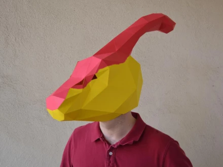 Dinosaur Mask - Parasaur Mask Paper Pattern | Dinosaur Party | Dinosaur Pattern | Papercraft Pattern