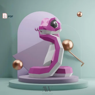 DIY Papercraft Snake: Low Poly 3D Decor (PDF)