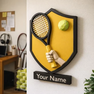 Tennis Trophy 3D Wall Decor Low poly Papercraft, DIY, PDF