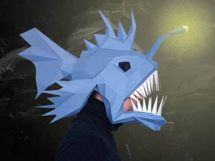 Scary Halloween Mask: Angler Fish Mask Pattern | Anglerfish Deep Sea Fish DIY Mask Paper Craft Mask