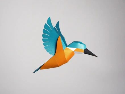 Kingfisher Papercraft: Low Poly Bird Decor (PDF Pattern)
