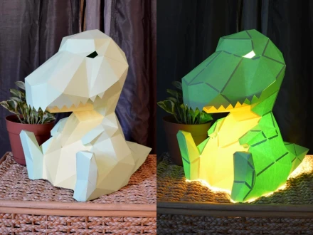 T-Rex Lamp Papercraft Pattern | DIY Project | Table Lamp | Paper Lantern
