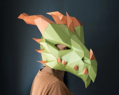 Printable Dragon Mask: DIY Papercraft Costume (PDF Download A4/US Letter)