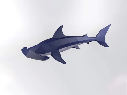 Hammerhead Shark Papercraft, 3D Papercraft, Build Your Own Low Poly Paper Sculpture PDF Download DIY gift, Wall Decor for home, Cricut svg