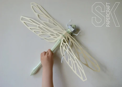 DIY Dragonfly Papercraft Template Low Poly 3D Insect Model Nature Decor Instant Download