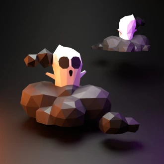 Ghost in the Cloud 3D Decor Low poly Papercraft, DIY, PDF