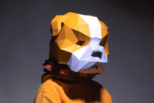 Bull Dog Mask, Mask Paper Craft, Digital Template, Origami, PDF Download DIY, Low Poly, Halloween