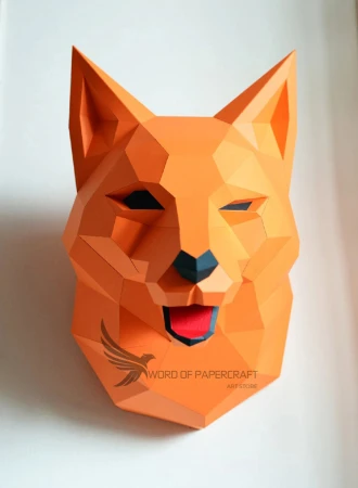 Fox Head Wall Papercraft, Paper Sculpture, Low Poly PDF Template, DIY Decor & Gift