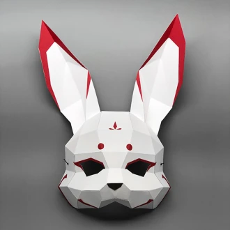 Moon Rabbit | Half Face Mask - DIY papercraft (PDF Template Download)