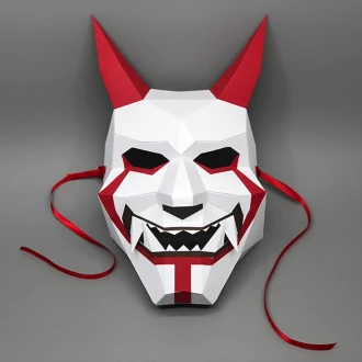 Oni - Demon Mask | Hannya Full Face Mask - DIY papercraft (PDF Template Download)