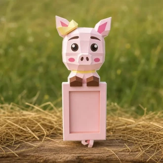Pig Frame Decor Low poly Papercraft, DIY, PDF