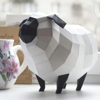 Cute Sheep 3D Decor Low poly Papercraft, DIY, PDF