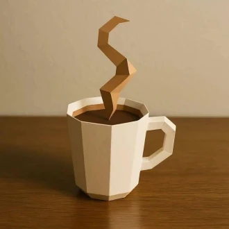 Coffee 3D Decor Low poly Papercraft, DIY, PDF