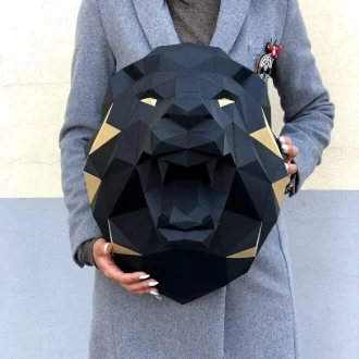 Lion Head 3D Wall Decor Low poly Papercraft, DIY, PDF