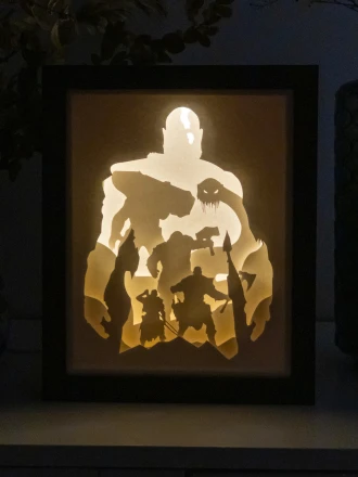 God of War DIY Layered 3D Lightbox Papercut Template | Digital Lightbox Art for Home Decor, Shadow Box SVG PDF