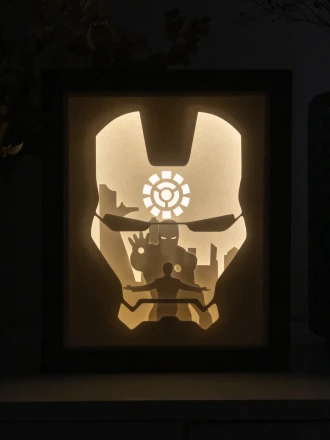 Marvel Iron Man DIY Layered 3D Lightbox Papercut Template | Digital Lightbox Art for Home Decor, Shadow Box SVG PDF