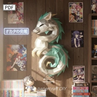 Dragon Chinese PDF Template, DIY 3d Model, FanArt, Paper Sculpture, Low Poly, Pepakura, Craft, Manualidad, Paper Art