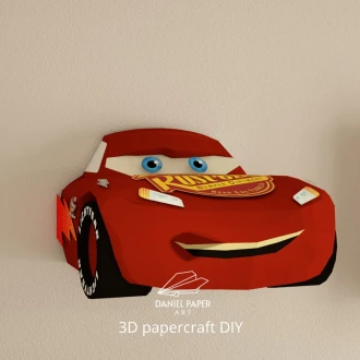 Lightning McQueen PDF Template, DIY 3d Model, FanArt, Paper Sculpture, Low Poly, Pepakura, Craft, Manualidad, Paper Art