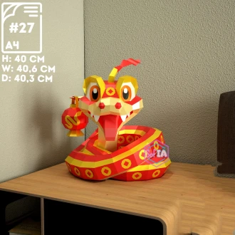 Snake Chinese Papercraft PDF Template For office, Room, Decor, DIY gift for friends, family, Low poly Paper, Paper Craft 3D kit by SoPhiaPrintD