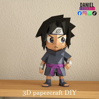 Sasuke, Anime Template, DIY 3d Model, FanArt, Paper Sculpture, Low Poly, Pepakura, Craft, Manualidad, Paper Art