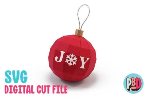 Joy Christmas Ornament 3D Papercraft SVG