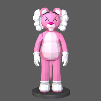 Kaws Pink Panther PDF Papercraft Templates, Paper Art and Craft for Home Decor, DIY, 3DIER, PDF Patterns, Papercraft Templates, Low Poly