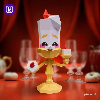 Lumiere, Fulgor, Beauty and the Beast, Walt Disney Papercraft Low Poly 3d DIY Kenart10