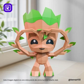 Baby Groot, Guardians of the Galaxy, Marvel Universe, Walt Disney Papercraft Low Poly 3d DIY Kenart10