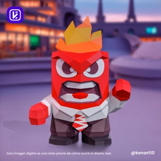 Anger, Furia, Inside Out, Walt Disney Papercraft Low Poly 3d DIY Kenart10