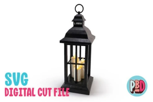 Large Lantern Tea Light 3D Papercraft SVG