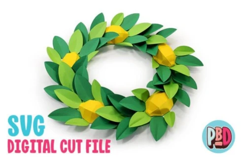 Lemon Wreath 3D Papercraft SVG