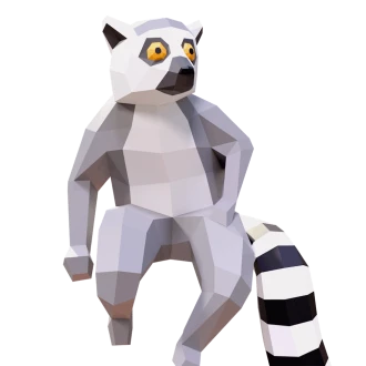 Sitting Lemur Papercraft, Lowpoly Papercraft, Fovea - Papercraft - Nonitt