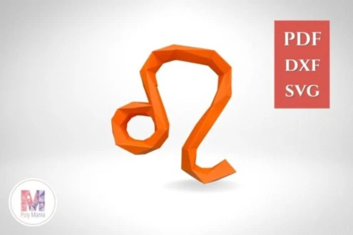 Leo Papercraft Template: 3D Low Poly Model (PDF, SVG, DXF)