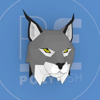 Lynx Head PDF Template, Low Poly, Paper Sculpture, DIY, Pepakura Pattern, Handmade, Papercraft, Lowpoly, Lowpoly Papercraft