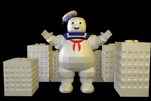 Marshmallow Ghostbusters - Cazafantasmas Papercraft PDF Template DIY 3d Model FanArt Paper Sculpture Low Poly Pepakura Craft Manualidad Papel