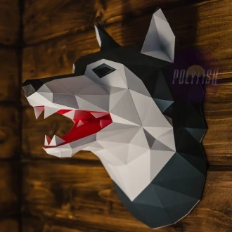 Wolf Head PDF Template, Low Poly, Paper Sculpture, DIY, Pepakura Pattern, Handmade, Papercraft, Lowpoly, Lowpoly Papercraft